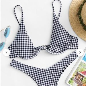 Gingham High Cut Bikini Swimsuit